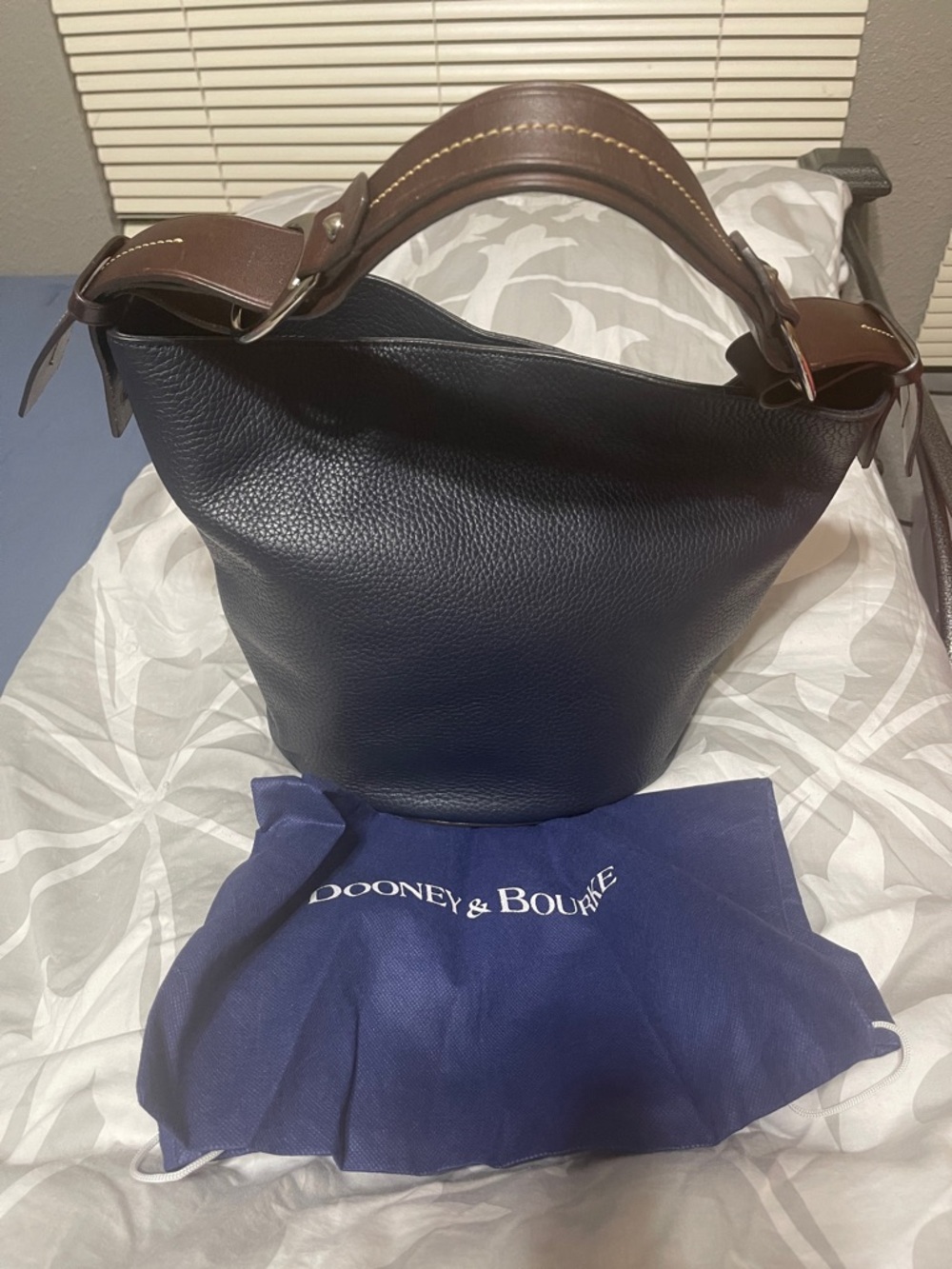 Dooney & Bourke Black Pebble Leather Hobo with Gold Logo - Picture 2 of 6